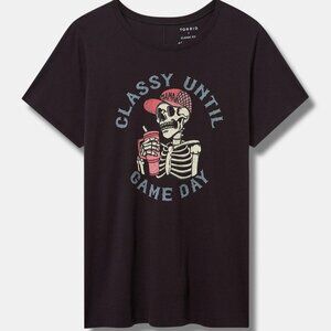 ❤️NWT VINTAGE TORRID TEE - CLASSY UNTIL GAME DAY SKELETON BEER GRAPHIC PLUS SIZE